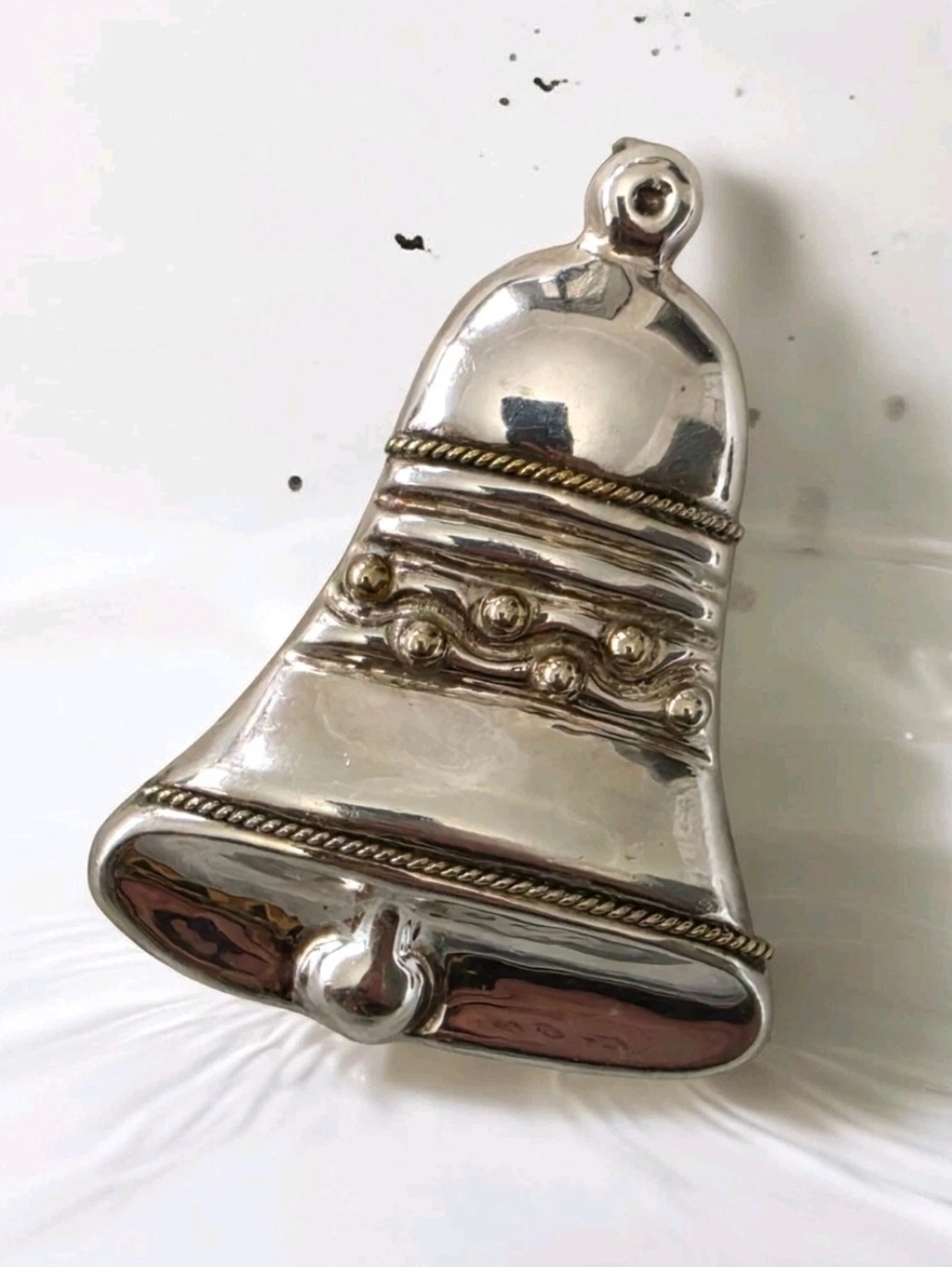 Vintage Taxco Mexico 925 TS-01 Sterling Silver Bell Brooch Pendant Signed